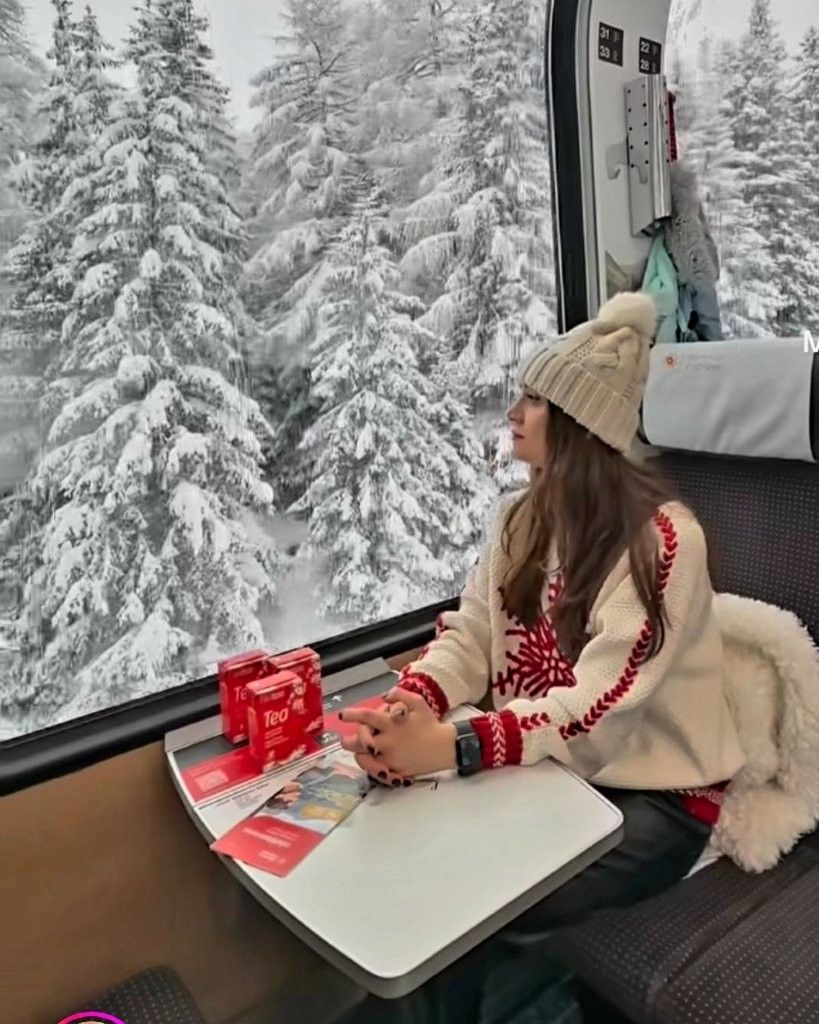 Tren Bernina en invierno
