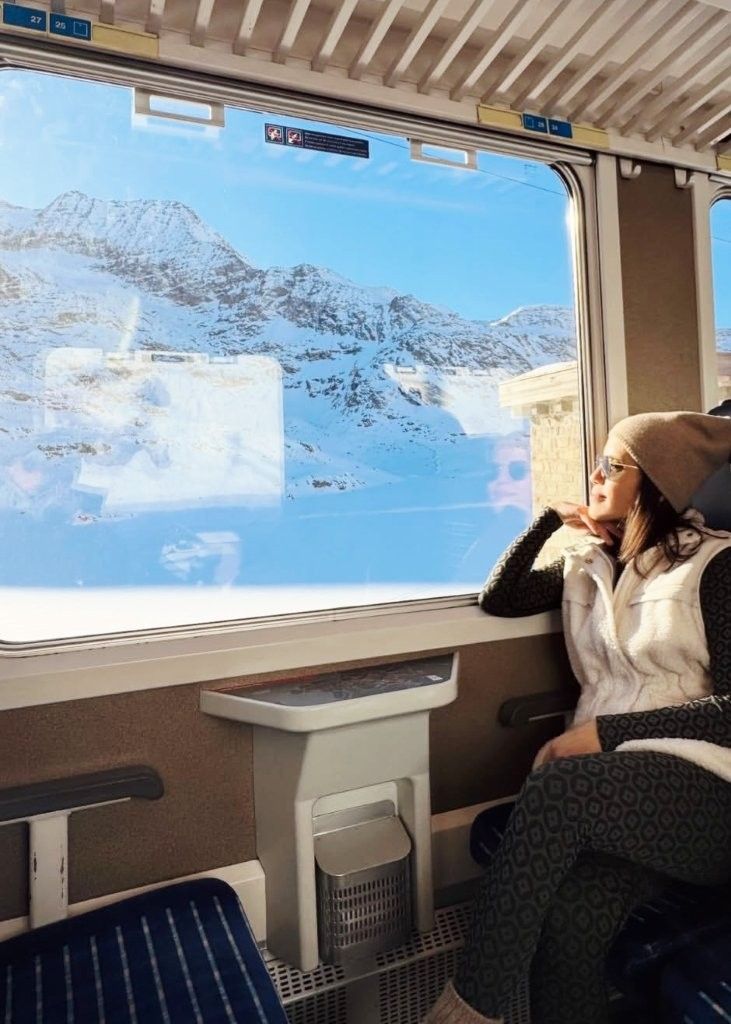 Tren Bernina atravesando los Alpes